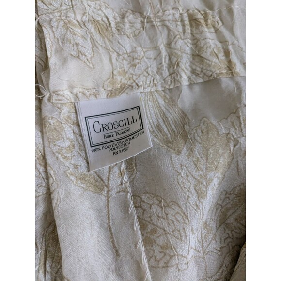 Vintage Croscill Sheer Curtain Panel Pair 84 x 45 Ivory & Gold Leaves Rod Pocket - Picture 3 of 6